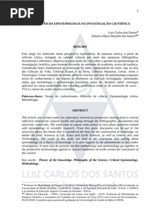 A questão da epistemologia na investigação científica (Artigo)