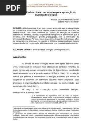 Biodiversidade no limite: mecanismos para a proteção da diversidade biológica