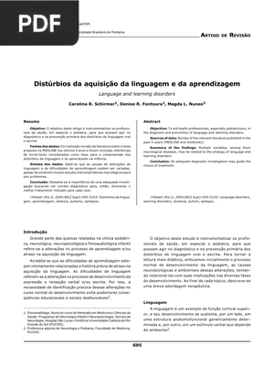 Distúrbios da aquisição da linguagem e da aprendizagem (Artigo)