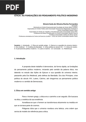 Ética: As fundações do pensamento político moderno