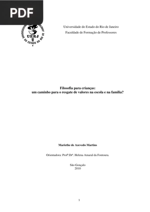 Filosofia para crianças: um caminho para o resgate de valores na escola e na família?