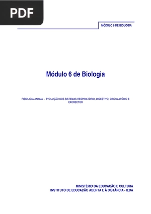 Fisiologia animal - evolução dos sistemas respiratório, digestivo, circulatório e excrector