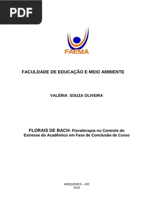 Florais de bach: Floralterapia no Controle do Estresse do Acadêmico em Fase de Conclusão de Curso