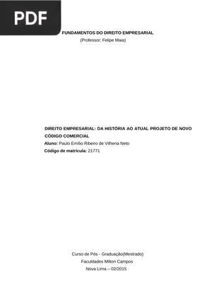 Fundamentos do Direito Empresarial