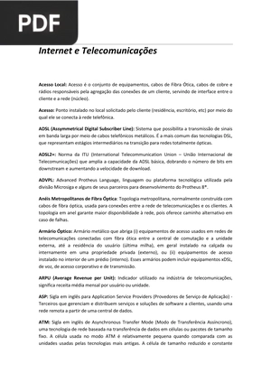 Glossário. Internet e Telecomunicações (Artigo)