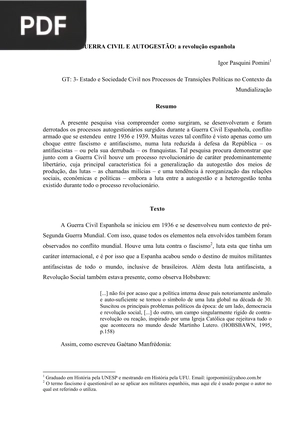 Guerra Civil e autoestão: a revolução espanhola (Artigo)