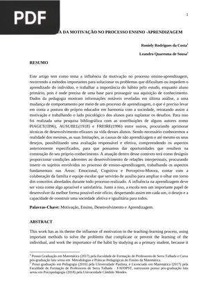 Influência da motivação no processo enzino-aprendizagem