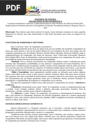 Material de estudo: noções básicas de informática
