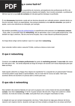 O que é Networking e como fazê-lo? (Artigo)