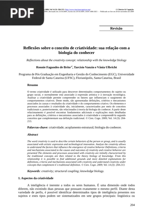 Reflexões sobre o conceito de criatividade: sua relação com a biologia do conhecer (Artigo)