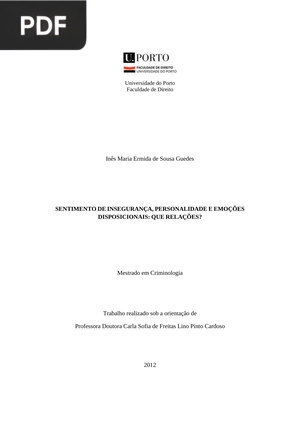 Sentimento de insegurança, personalidade e emoções disposicionais: que relações?