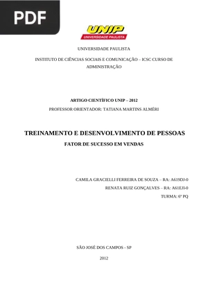 Trainamento e desenvolimento de pessoas