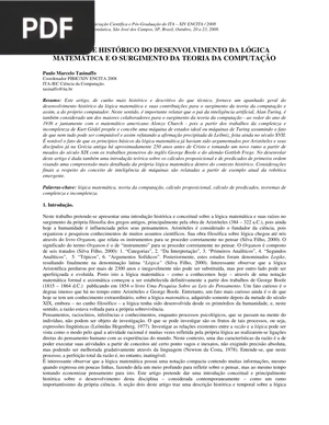 Um breve histórico do desenvolvimento da lógica matemática e o surgimento da teoria da computação