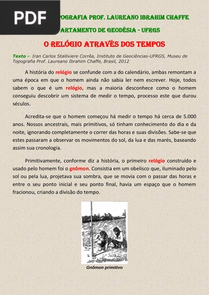O relógio a través dos tempos (Artigo)