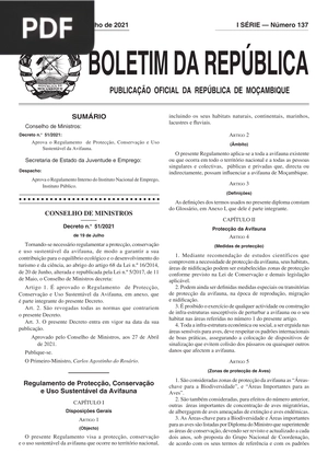 Publição oficial da República de Moçambique