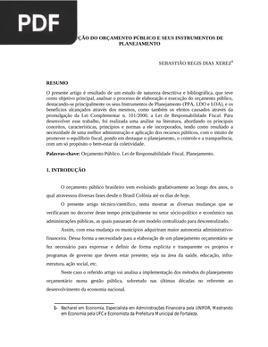 A evolução do orçamento público e seus instrumentos de planejamento
