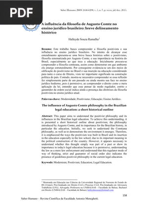 A influência da filosofia de Augusto Comte no ensino jurídico brasileiro: breve delineamento histórico