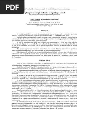 Aplicações da biologia molecular na reprodução animal (Artigo)