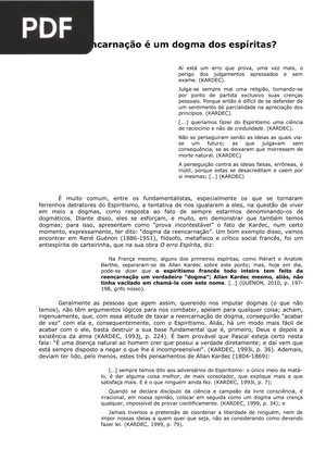 A reencarnação é um dogma dos espíritas?