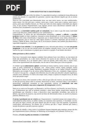 Como desenvolver a criatividade! (Artigo)