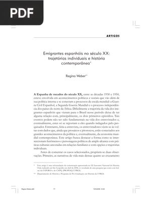 Emigrantes espanhóis no século XX: trajetórias individuais e história contemporânea