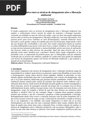 Estudo comparativo entre as técnicas de alongamento ativo x liberação miofascial