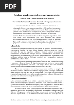 Estudo de algoritmos quânticos e suas implementações
