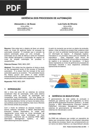 Geréncia dos processos de automação (Artigo)