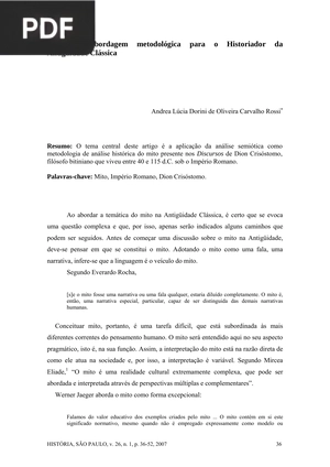 Mitologia: abordagem metodológica para o Historiador da Antigüidade Clássica