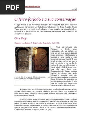 O ferro forjado e a sua conservação (Artigo)