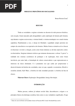 Origem e Princípios do Socialismo