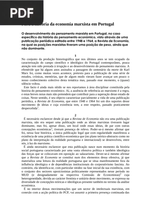 Para a historia da economia marxista em Portugal (Artigo)