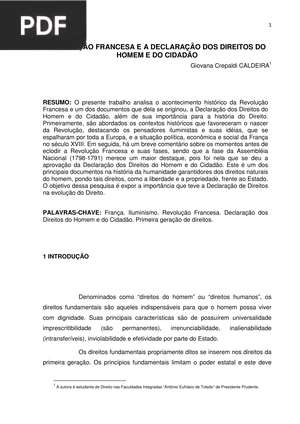 Revolução Francesa e a declaração dosdireitos do homem e do cidadão