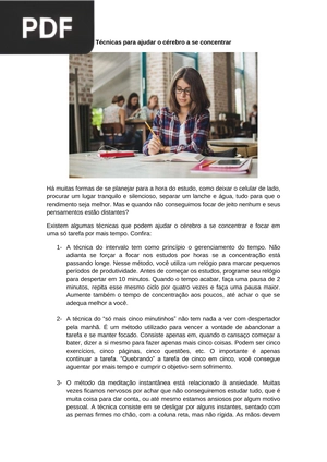 Técnicas para ajudar o cérebro a se concentrar (Artigo)