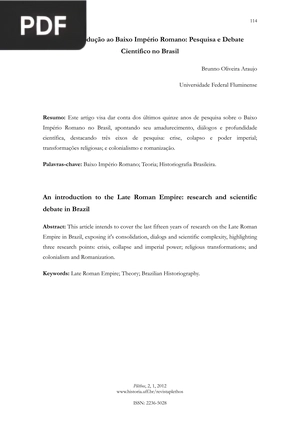 Uma introdução ao Baixo Império Romano: Pesquisa e Debate