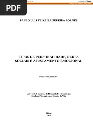 Tipos de personalidade, redes sociais e ajustamento emocional
