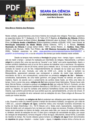 Uma Breve História dos Relógios (Artigo)