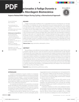 Aspectos Relacionados à Fadiga Durante o Ciclismo: Uma Abordagem Biomecânica (Artigo)