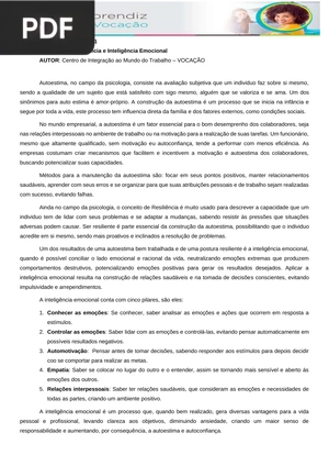 Autoestima, Resiliência e Inteligência Emocional (Artigo)