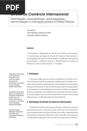 Direito do Comércio Internacional (Artigo)