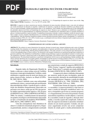 Fisiopatologia da caquexia no câncer: Uma revisão (Artigo)
