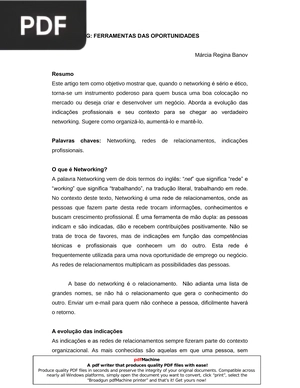 Networking: ferramentas das oportunidades (Artigo)