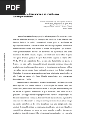 O Trauma como insegurança e as emoções na contemporaneidade