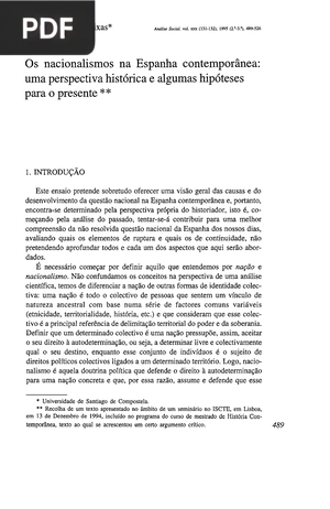 Os nacionalismos na Espanha contemporânea: uma perspectiva histórica e algumas hipóteses para o presente
