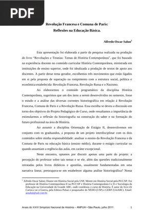 Revolução Francesa e Comuna de Paris: Reflexões na Educação Básica (Artigo)