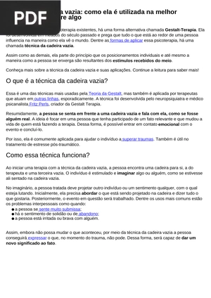 Técnica da cadeira vazia (Artigo)