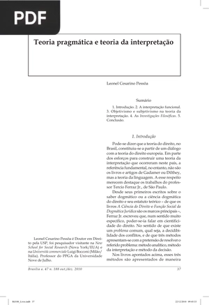 Teoria pragmática e teoria da interpretação (Artigo)