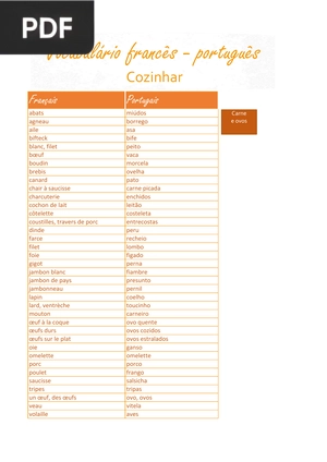 Vocabulário francês - português