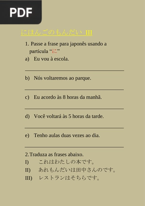 Exercícios em japonês