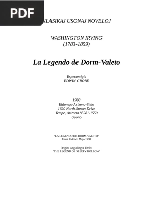 La Legendo de Dorm-Valeto (A lenda do vale adormecido)